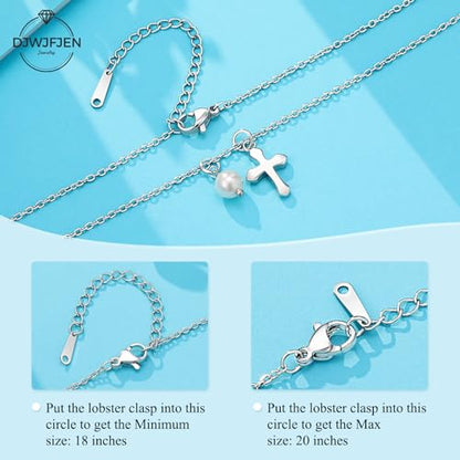 Pearl Cross Necklace Christian Gifts for Girls Easter Confirmation Baptism Gifts