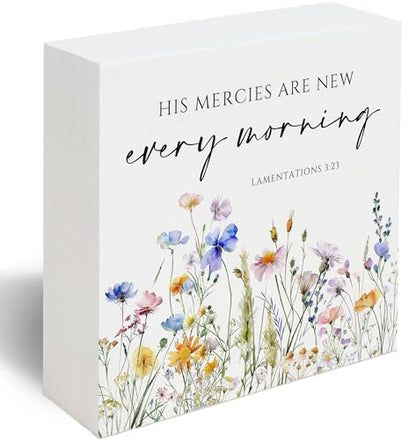 Lamentations 3:21-23 Bible Verse Sign, Christian Birthday Gifts for Women - color: White05