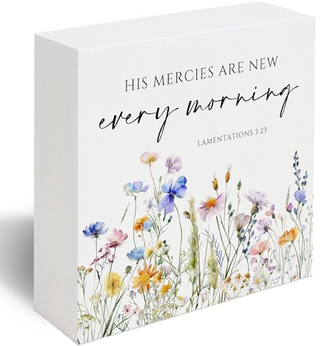 Lamentations 3:21-23 Bible Verse Sign, Christian Birthday Gifts for Women - color: White05