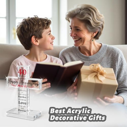 PVOPVO 40th Wedding Anniversary Religious Cross Gifts for Him Her 40 Year Anniversary Romantic Gift for Women Men Couple 40 Years of Marriage Gifts for Couple - color: 40th Anniversary