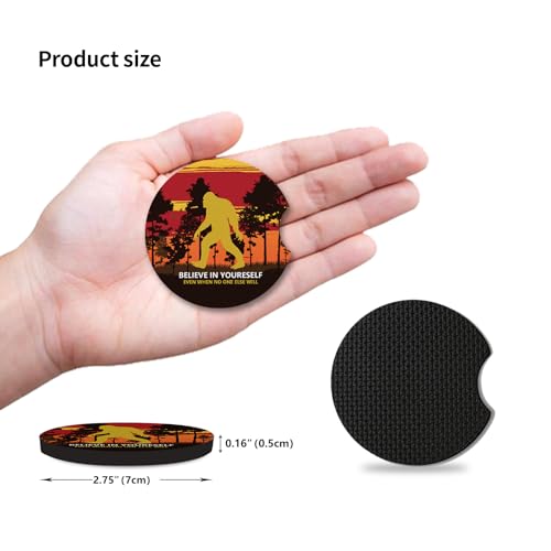 Believe in Yourself Anti-Slip Rubber Car Cup Mat with A Finger Notch - 2 Pack Absorbent Drinks Coasters for Women's Interior - color: Believe in Yourself
