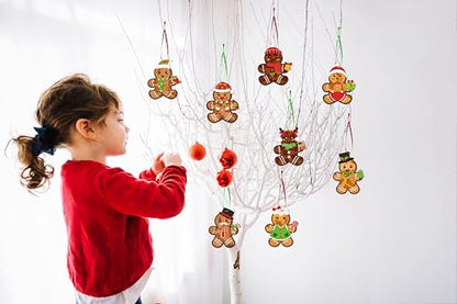 Renbuzhu 39PCS Christmas Crafts Bulk: Gingerbread Men Paper Suncatchers DIY Kit for Winter Xmas Holiday Activities Decorations, Window Stained Glass Effect Art Ornaments - style: gingerbreadman