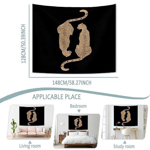 KAIOUS Y2k Leopard Print Wall Hanging Tapestry, 50x58, Black - color: Black Leopard, size: 58"L x 50"W
