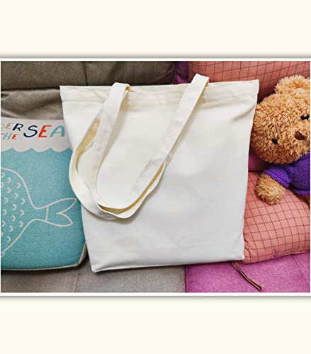 Canvas Tote Bag, Pockets, Zipper, Durable, Lightweight, Cotton Shopping Cloth Bag, Gifts - color: Off-white