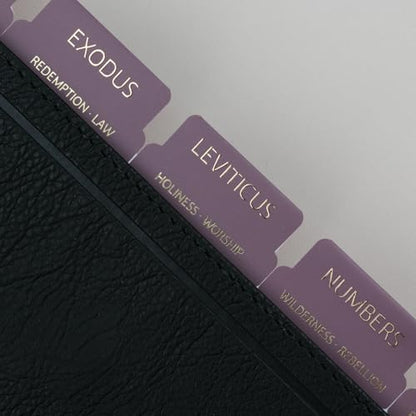 UPAFEXXI-Bible Tabs with Book Summaries, 3D Gold Foil Embossed Lettering - color: Purple