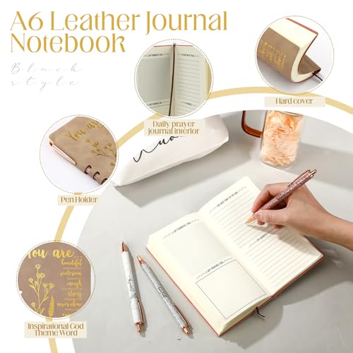 Skylety 6 Pcs Christian Gifts Set for Women Bible Study Supplies, Brown - color: Brown
