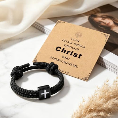 Christian Bible Verse Cross Bracelet for Men Teen - color: PHILIPPIANS 4:13