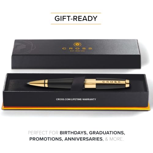 Cross Edge Matte Black Selectip Rollerball Pen, Medium Point, Black Ink - color: Black