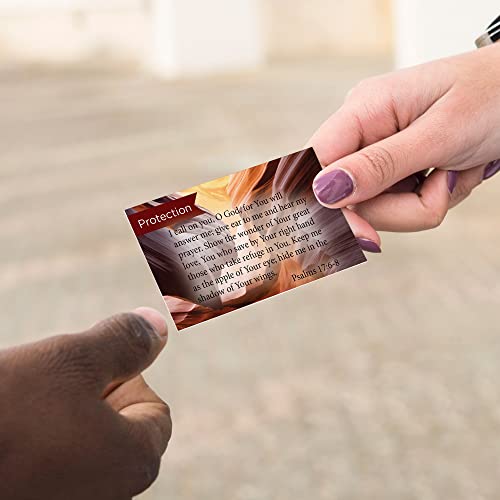 Pass It On Scripture Cards, Protection, Psalm 17:68, Pack of 25 Inspirational Bible Verse Wallet Cards for Devotional, Bible Study, & Memorization, Small Christian Greetings for Encouragement - color: Psalms 17:6-8