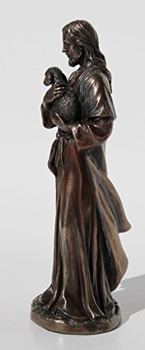 US 6.25 Inch Jesus Holding A Lamb Cold Cast Bronze Figurine Statue