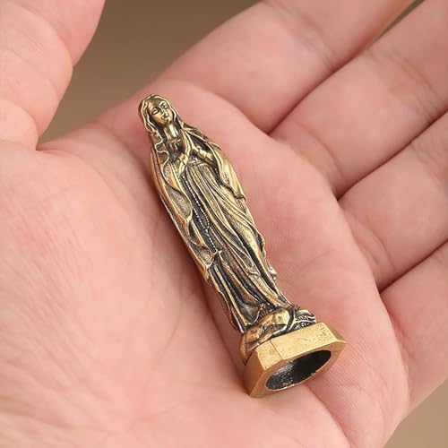 Blessed Mother Virgin Mary Statue Figurine Mini Brass Catholic Sculpture