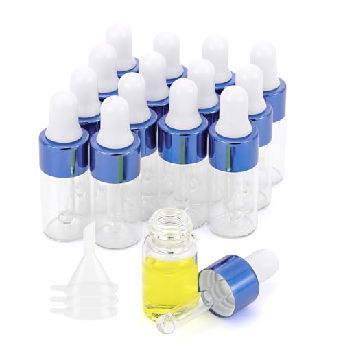 Kesell 3ml Mini Glass Dropper Bottles for Essential Oils, 15Pack - color: Blue