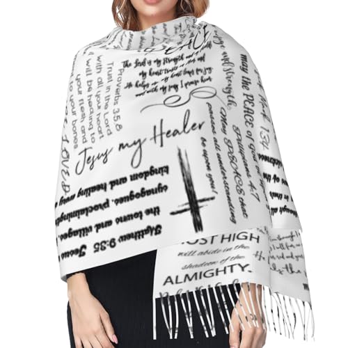 Prayer Shawls and Wraps for Women, Jesus Christian Gifts Bible Scarf Super Soft Fashion Shawl With Tassel - color: Color1
