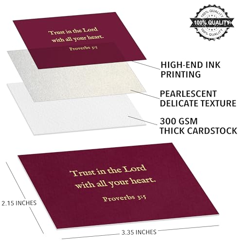 Bible Verse Cards, 60 Scripture Cards with Bible Verses - color: Burgundy