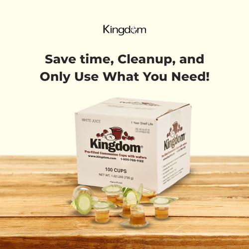 Kingdom Prefilled Communion Cup with Wafers(100 ct - white juice) Sealed in a Single-Serving Container with Upto 1-Year Shelf Life, Perfect for Holy Eucharist Celebration in Hospitals, Summer Camps, and More! - size: 25.92 Ounce (Pack of 1)
