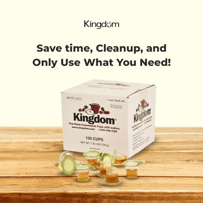 Kingdom Prefilled Communion Cup with Wafers(100 ct-White Juice) Sealed in a Single-Serving Container with Upto 1-Year Shelf Life, Perfect for Holy Eucharist Celebration in Hospitals, Summer Camps - size: 100 Count (Pack of 1)