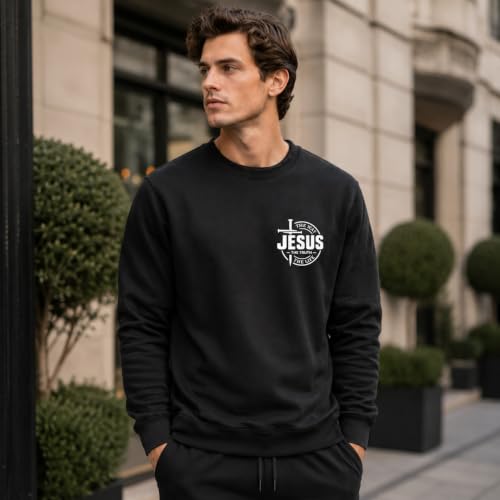 Jesus Sweatshirt For Men The Way The Truth The Life Christian Faith Hoodie - color: Black, size: X-Large