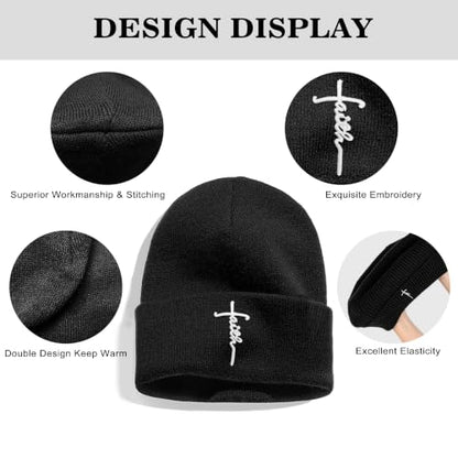 Christian Hats for Men & WomenJesus Cross HatChristianReligious GiftsforVarious Festivals&BirthdaysFaith Baseball/Trucker Cap - color: Black Faith Beanie