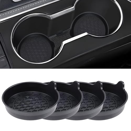 Amooca 4-Pack Spill-Proof Cup Coasters Non-Slip Car Cup Holder Inserts - color: Black, size: 4 pack