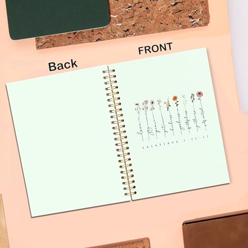 Green Christian Journaling Notebook, Galatians 5:22-23 Bible Notebooks for Note Taking, Scripture Journals for Writing, Prayer Journal for Woman, Religious Spiral Notebook 5.5x8.3 Inch - color: 29:11
