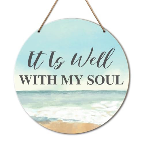 Christian Beach Home Wall Decor, Ocean Christian Bible Verses Wooden Hanging Sign Decor Wall Art, Beach Christian Religious Decoration for Home Office, Christian Gifts for Women Men - color: Soul