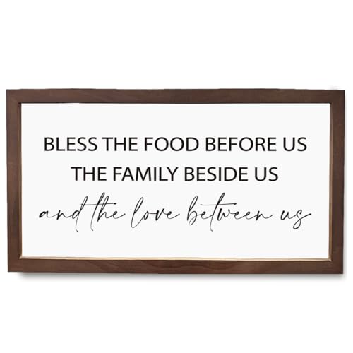 Bless The Food Before Us And Family Beside Us Wood Wall Decor Sign, Christian Decor, Living Room Wall Art, Wood Framed Sign, Religious Artwork, Bible Verse Home Decoration - color: Bless the food before us