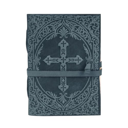 LEATHER VILLAGE Leather Bible Journal Cross Embossed, Navy Blue 7x5. - color: Blue, size: 7 inches X 5 inches