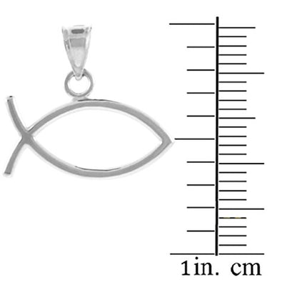 925 Sterling Silver Horizontal Ichthus Charm Christian Fish Pendant