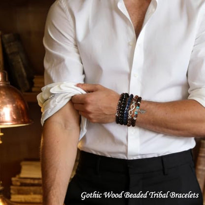 Punk Braided Leather Bracelets for Men Women Tribal Wrap Wristband - color: Star