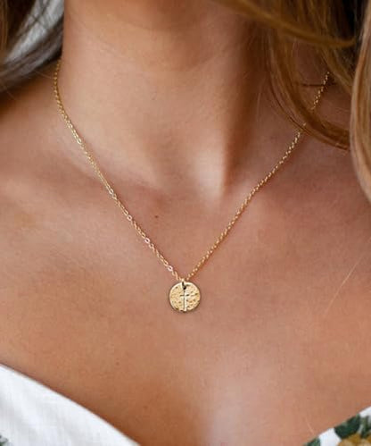 NIXMAX Small Cross Necklace for Women, 14K Gold Silver Plated Pendant - color: Gold-Hammered Cross