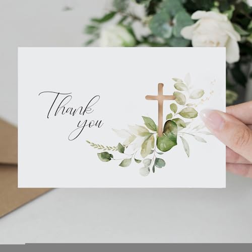 25 Pack Thank You Cards with Envelopes, 4x6in, Blank Inside - color: Green