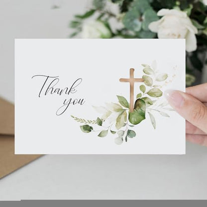 25 Pack Thank You Cards with Envelopes, 4x6in, Blank Inside - color: Green