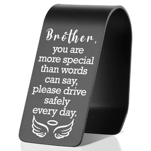 YODOCAMP Drive Safe Brother Car Visor Clip, Gift for Brother from Sister Brother, You are More Special Than Words Can Say Engraved Reminder, Safe Driving Car Accessory TZC191 - color: Black-C191