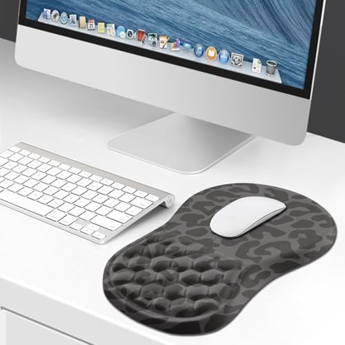 Hokafenle Ergonomic Mouse Pad Wrist Support, Wrist Rest Mousepad for Carpal Tunnel Pain Relief with Integrated Memory Foam Slope Massage Bulge (11.8x7.9 inch,Black Leopard - color: KM20-Black Leopard