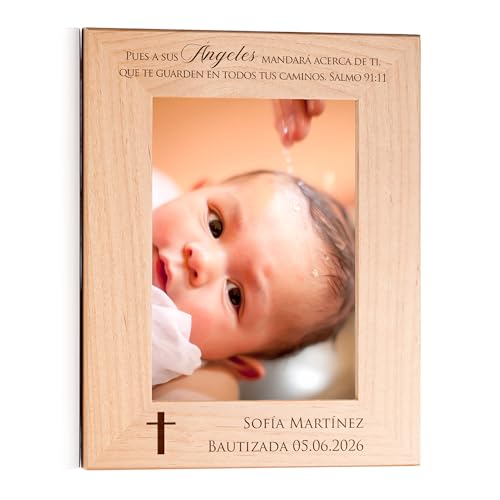 Lifetime Creations Marco de Foto Personalizado para Bautizo – Regalo de Bautismo Grabado para Niño o Niña, Recuerdo de Bautizo, Marco de Madera de Aliso con Grabado (Foto 5x7 Vertical) - color: Personalizado - Bautizo (en Español), size: 5" x 7" Portrait