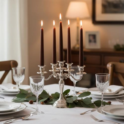 12 Pack Brown Taper Candles丨Taper Candles 10 Inch Dripless丨Unscented & Smokeless Candlesticks Bulk丨7-8 Hours Long Burning Tall Candles丨Ideal for Christmas Weddings Parties Dinner - color: Brown, size: 12 Pack Taper Candle
