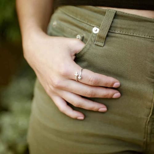 Wrapped in Christ's Love Adjustable Cross Ring Sterling Silver Women
