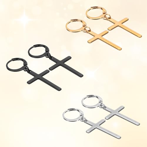 Hecila Cross Drop Dangle Earrings Set Mens Dangle Cross Hoop Stud Earrings
