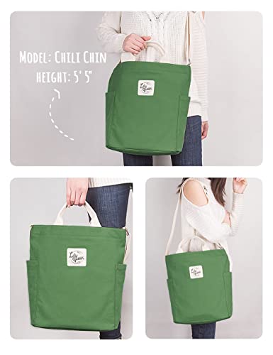 Lily queen Women Canvas Tote Handbags Casual Shoulder Work Bag Crossbody - color: Green