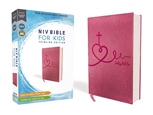 NIV, Bible for Kids, Leathersoft, Pink, Red Letter, Comfort Print: Thinline Edition (Easy-to-Read, Easy-to-Carry)