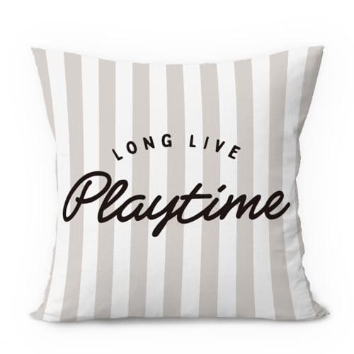 Playroom Decor Pillow Covers 18x18, Kids Room Decor, Long Live Playtime Neutral Striped Decorative Throw Pillow Covers Pillowcases for Kids Boy Nursery Room Bedroom Playroom - color: 03-kidroom(5) Long Live Playtime