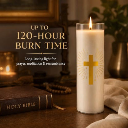 Pure Beeswax Candles, 120-Hour Long Burning, White Prayer Candle, 2x7.9 - size: 2 × 7.9 inches