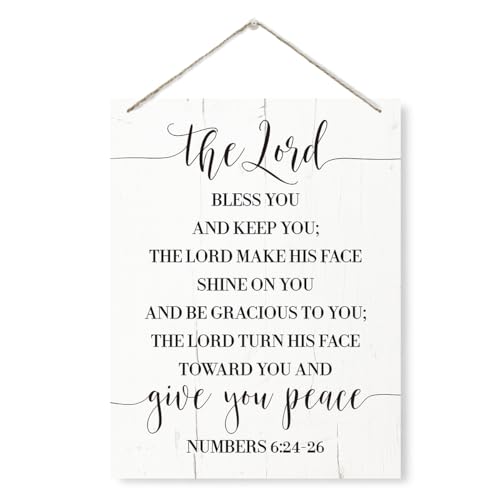 Religious Decor Sign,The Lord Bless You and Keep You Sign, Rustic Wooden Hanging Plaque Sign, Scripture Wall Art, Bible Verse Wood Sign, Numbers 6:24-26 Christian Door Sign, Christian Gift - color: Color 05