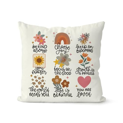 QIYUHOY Boho Floral Positive Affirmations Throw Pillow Covers, 18x18 Inch - color: 004-motivational