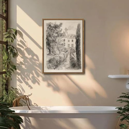 French Country Castle Framed Canvas Wall Art 16x24 inch - color: Castle, size: 16"x24" Natural