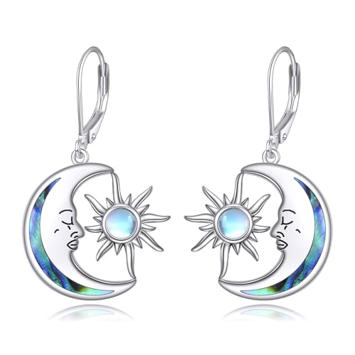 AOBOCO Mustard Seed Earrings for Women Sterling Silver Mountain Cross Earrings Dangle Christian Religion Jewelry Mothers Day Birthday for Mom Wife Friends - style: Sun Moon Earrings