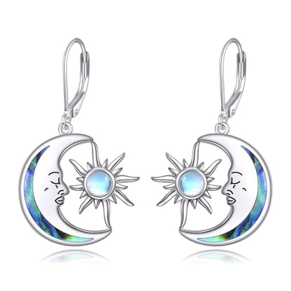 AOBOCO Mustard Seed Earrings for Women Sterling Silver Mountain Cross Earrings Dangle Christian Religion Jewelry Mothers Day Birthday for Mom Wife Friends - style: Sun Moon Earrings