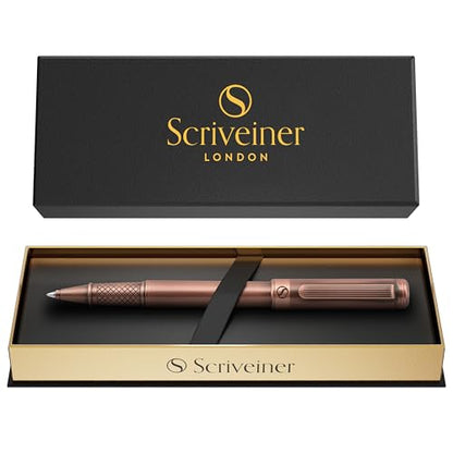 Scriveiner Copper Rollerball Pen - Stunning Luxury Pen, Schmidt Ink Refill, Best Roller Ball Gift Set for Men & Women, Professional, Executive Office, Nice Pens - color: 24. Copper