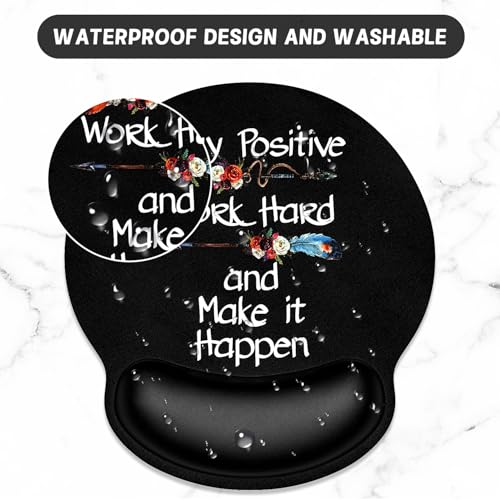 ITNRSIIET Ergonomic Mouse Pad with Wrist Support Wrist Rest Smooth Surface Non-Slip Rubber Base Comfortable Office Supplies Pain Relief, 9.8 x 9.1 inches, Inspirational Quote Black - color: Inspirational Quote Black