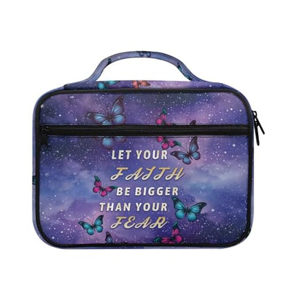 Bible Cover Church Carrying Book Case Polyester Bible Protective with Pen Slots and Zippered Pocket Customizable - color: Butterfly